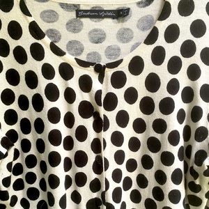 Gudrun Sjoden cardigan, SM, black/white dots. Pristine!